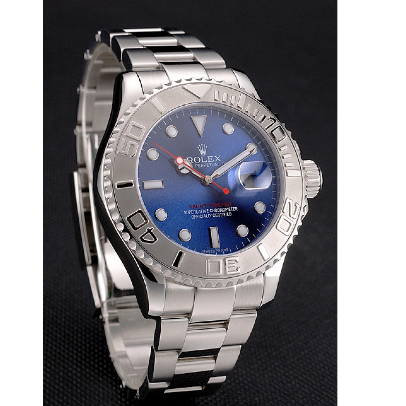 Aaa replica watch Dial Yacht-Master Stainless Rolex Blue Case Bracelet And Steel 0730